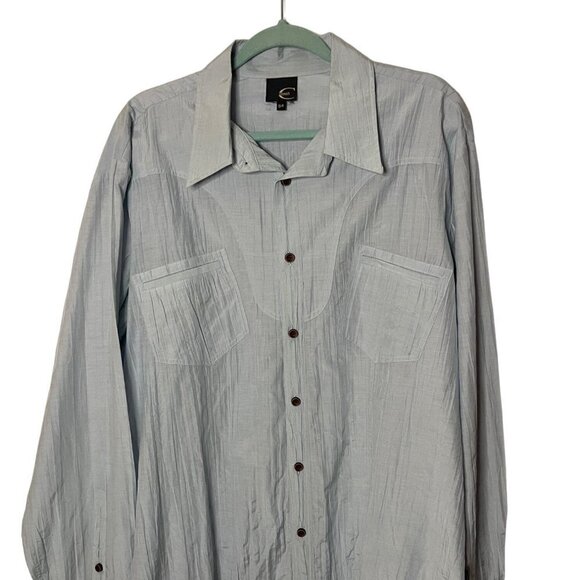Just Cavalli Mens Shirt Light Blue Size 2XL Vintage Crinkle Textured Button Up - Picture 1 of 12